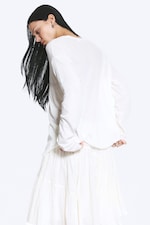 Wit - Ruimvallend T-shirt met lange mouwen - 2