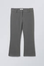 Dark Grey - Slim Fit Capri Trousers - 0