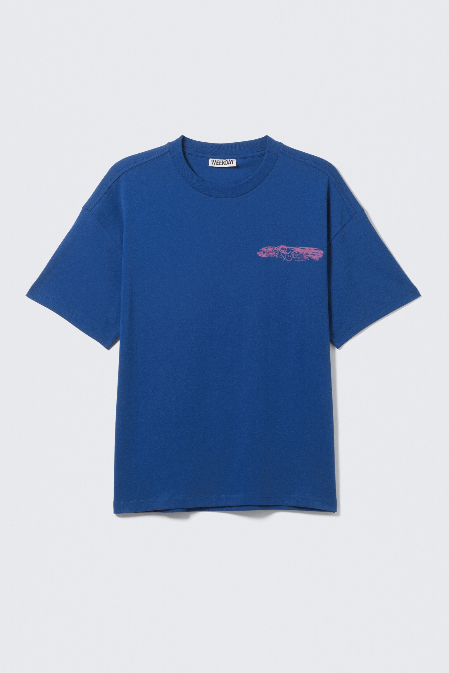 Great Boxy Printed Graphic Tee - Bright Blue - Four Man Gang/Ciemnoczerwony/Black - Restart/Washed Black - Mizzion/Biały - Smilish/Biały - Tiger Wolf/Czarny - Biker Skull/White - Frog Man/Czarny - Butterskull - 2