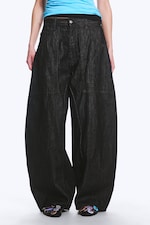 Black Rinse – svart - Dunno unisex løs Barrel-jeans med lavt liv - 2