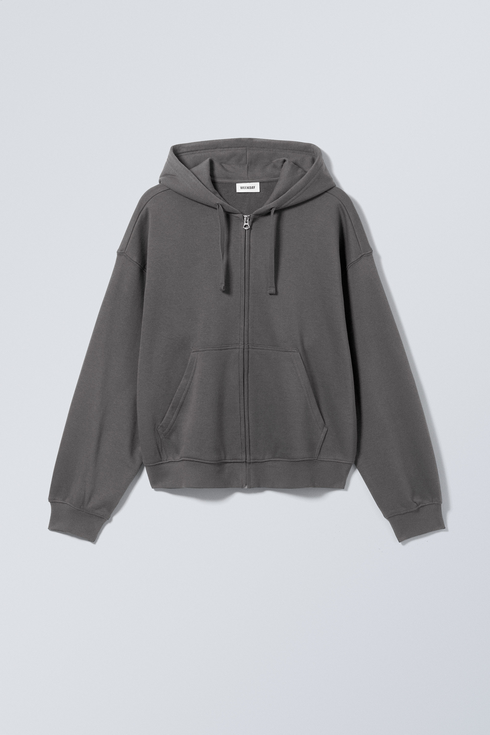 boxy midweight zip hoodie - Off Black | Weekday GB
