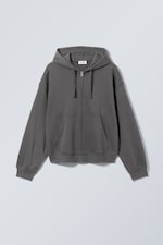 Off Black - Boxy Midweight Zip Hoodie - 0
