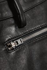 Black - Bootcut leather zip trousers - 7