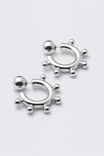 Silver - Pierced Bead Hoop Earrings - 1