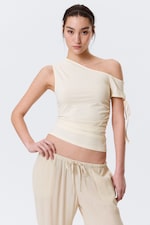Blanc cassé - Haut asymétrique froncé - 3
