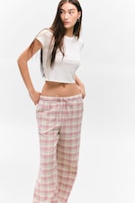 Pink & Weiß kariert - Flanell-Pyjamahose - 1