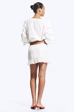 White - Low-Rise Cotton Poplin Mini Skirt - 2