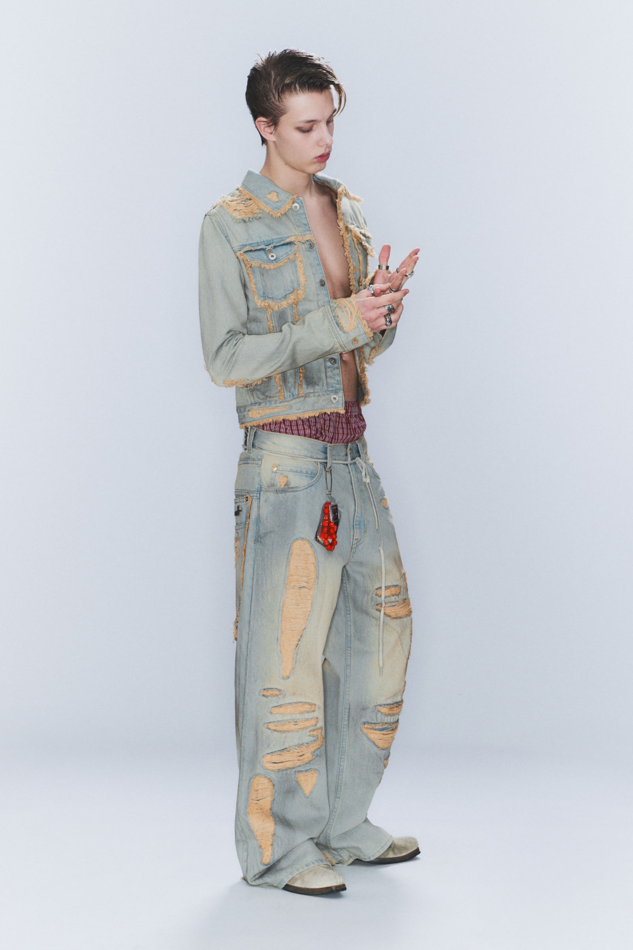 Hellblau - Pink Rip - CM x LB Looser Pink Rip Unisex Jeans - 7