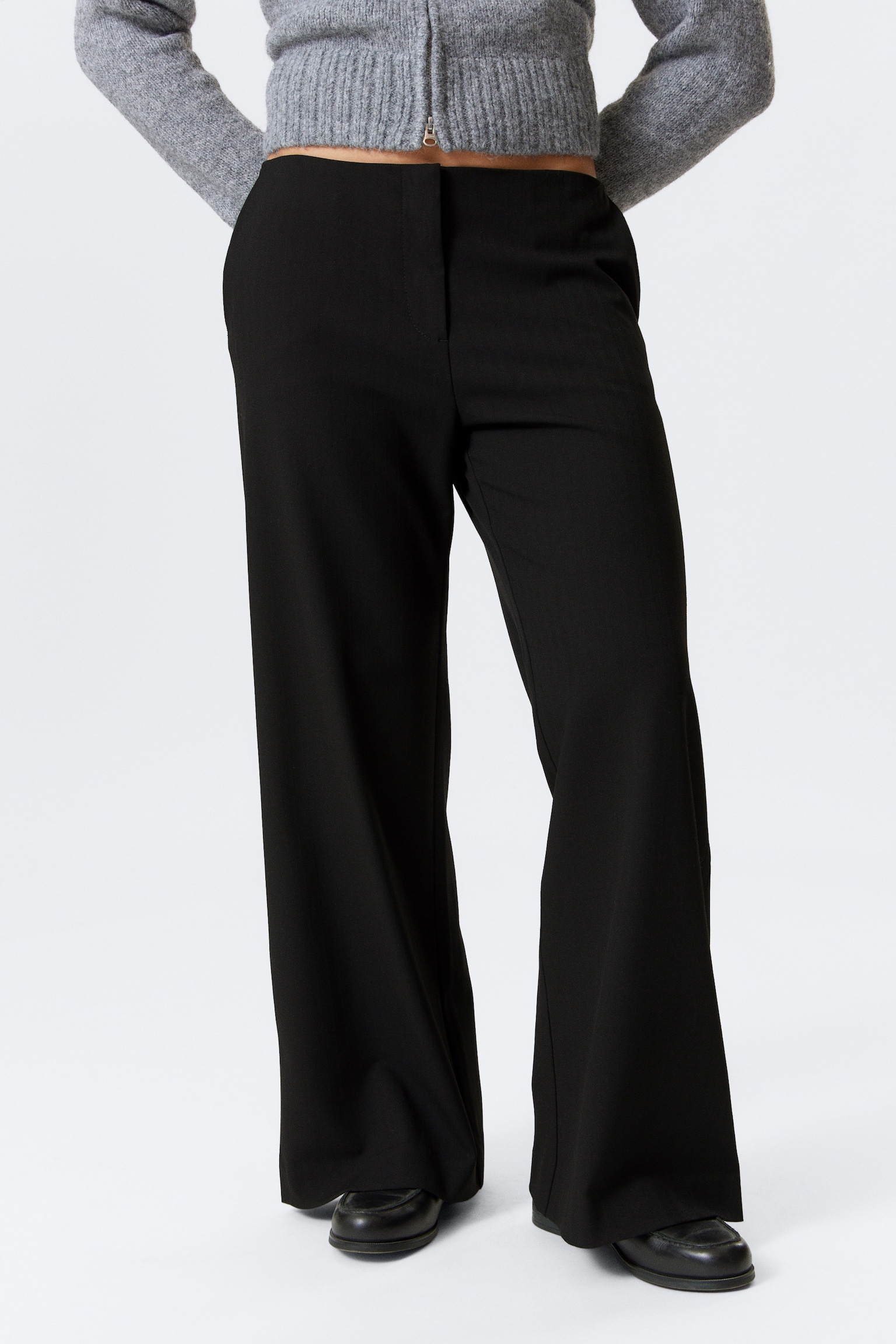 RELAXED LOW WAIST SUIT TROUSERS - Black - 4