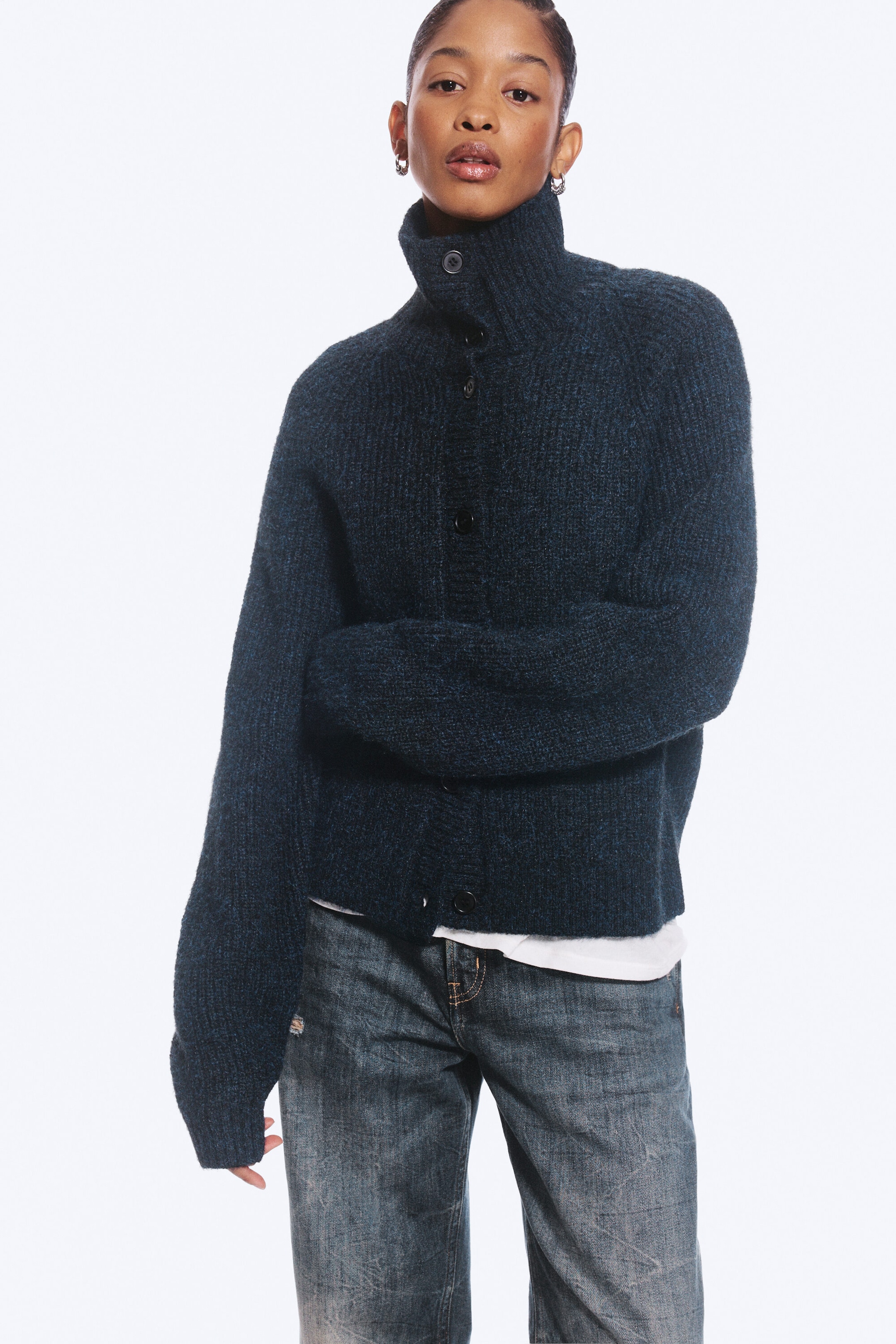 Dark Blue - Buttoned cardigan - 2
