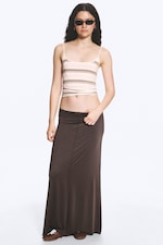 Dark Brown - Maxi Jersey Skirt - 0