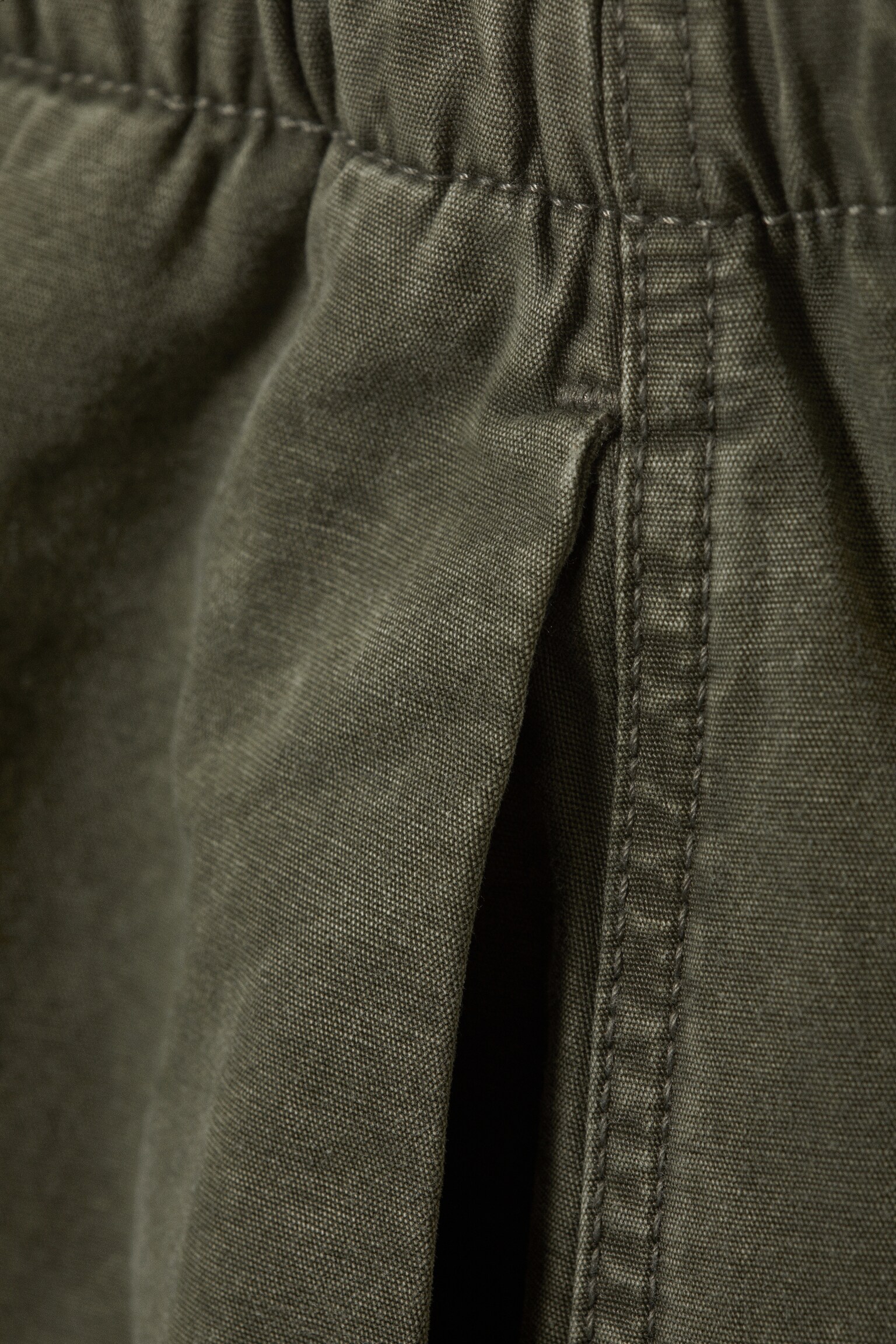 Baggy broek van gewassen canvas met lage taille - Donkerkakigroen met wassing/Washed Black – Zwart - 4