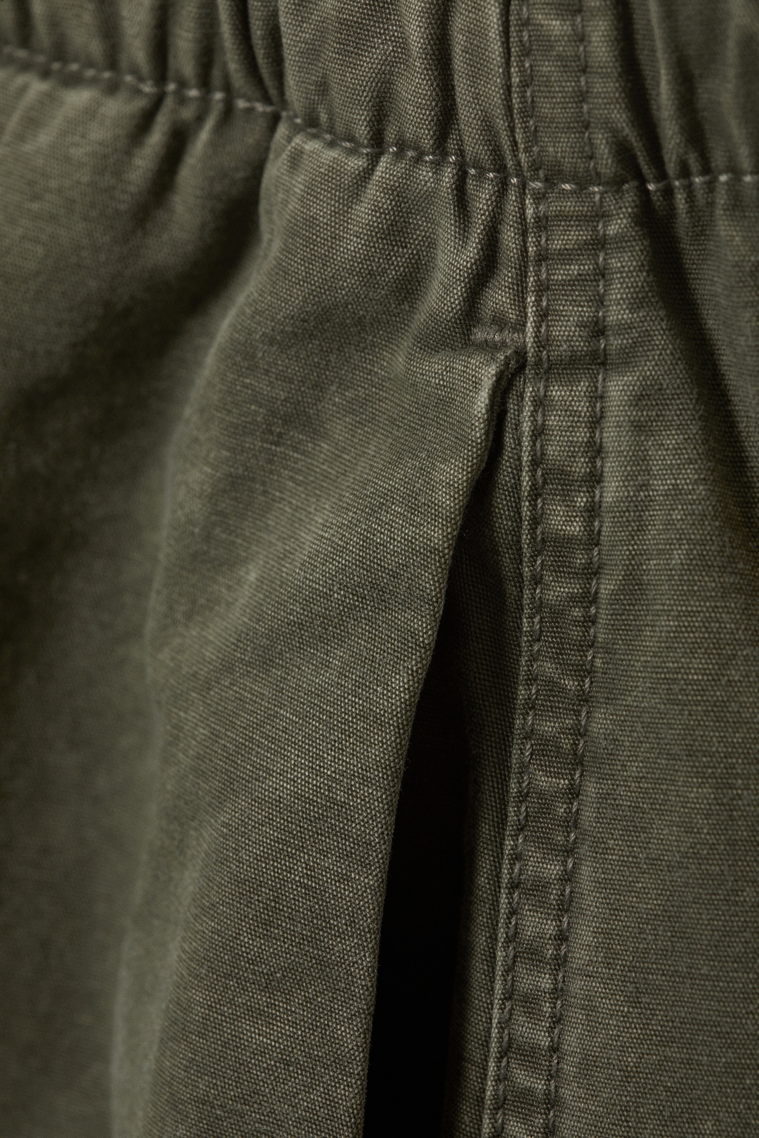 Low Rise Baggy Washed Canvas Trousers - Washed Dark Khaki Green/Washed Black - 5