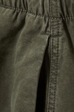 Washed Dark Khaki Green - Low Rise Baggy Washed Canvas Trousers - 5