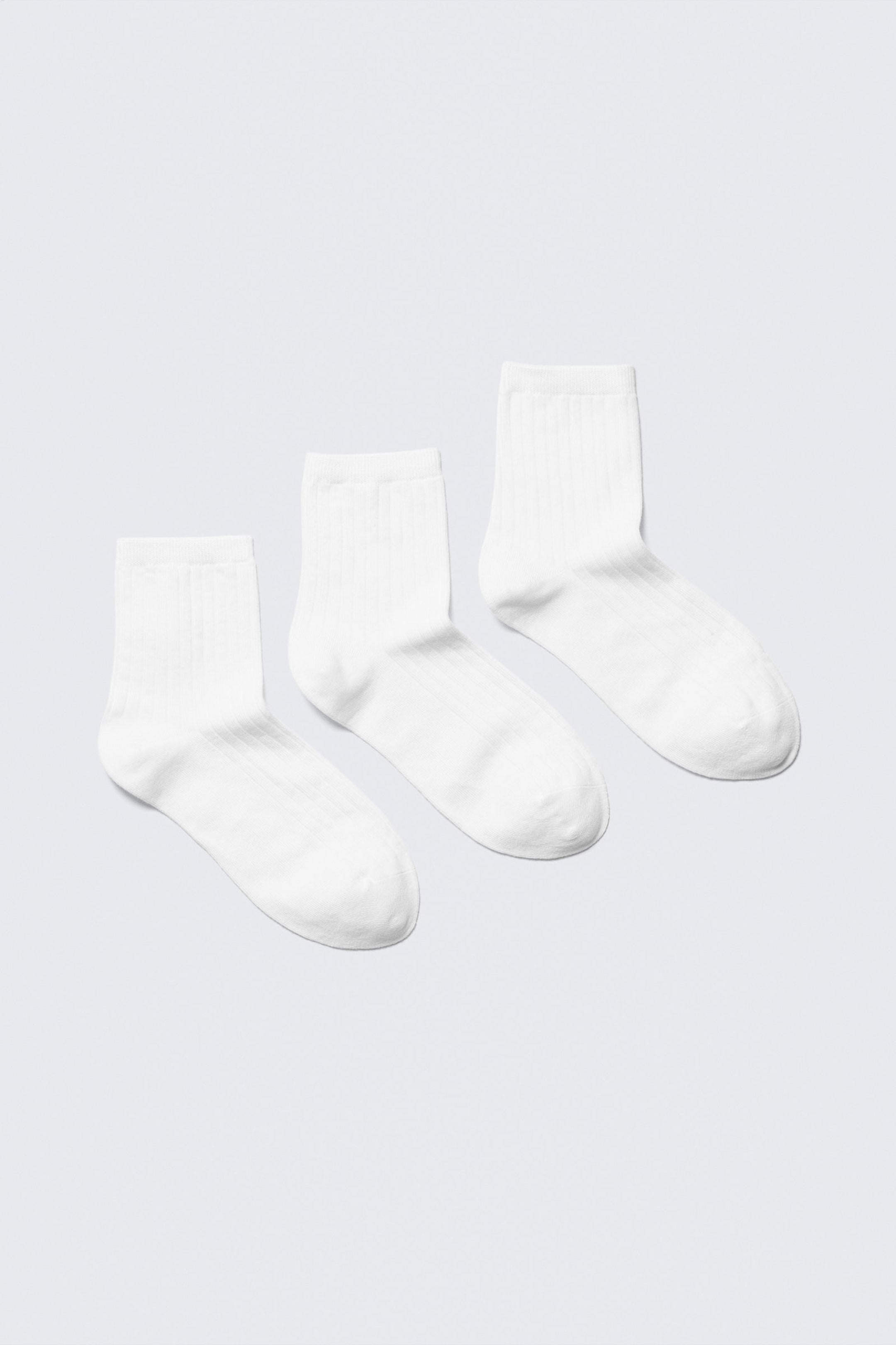 Wit - 3 paar Ribbed Ankle Socks