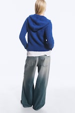 Bleu chiné - Sweat à capuche zippé confectionné - 3
