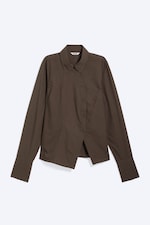 Donkerbruin - Asymmetrisch getailleerd overhemd van popeline - 4