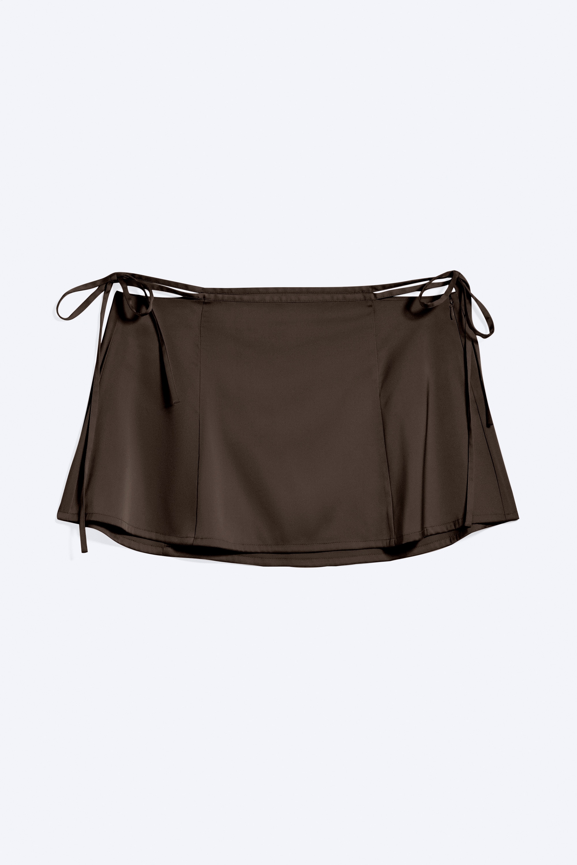 Satin-Minirock mit Cut-outs - Dunkelbraun/Hellrosa