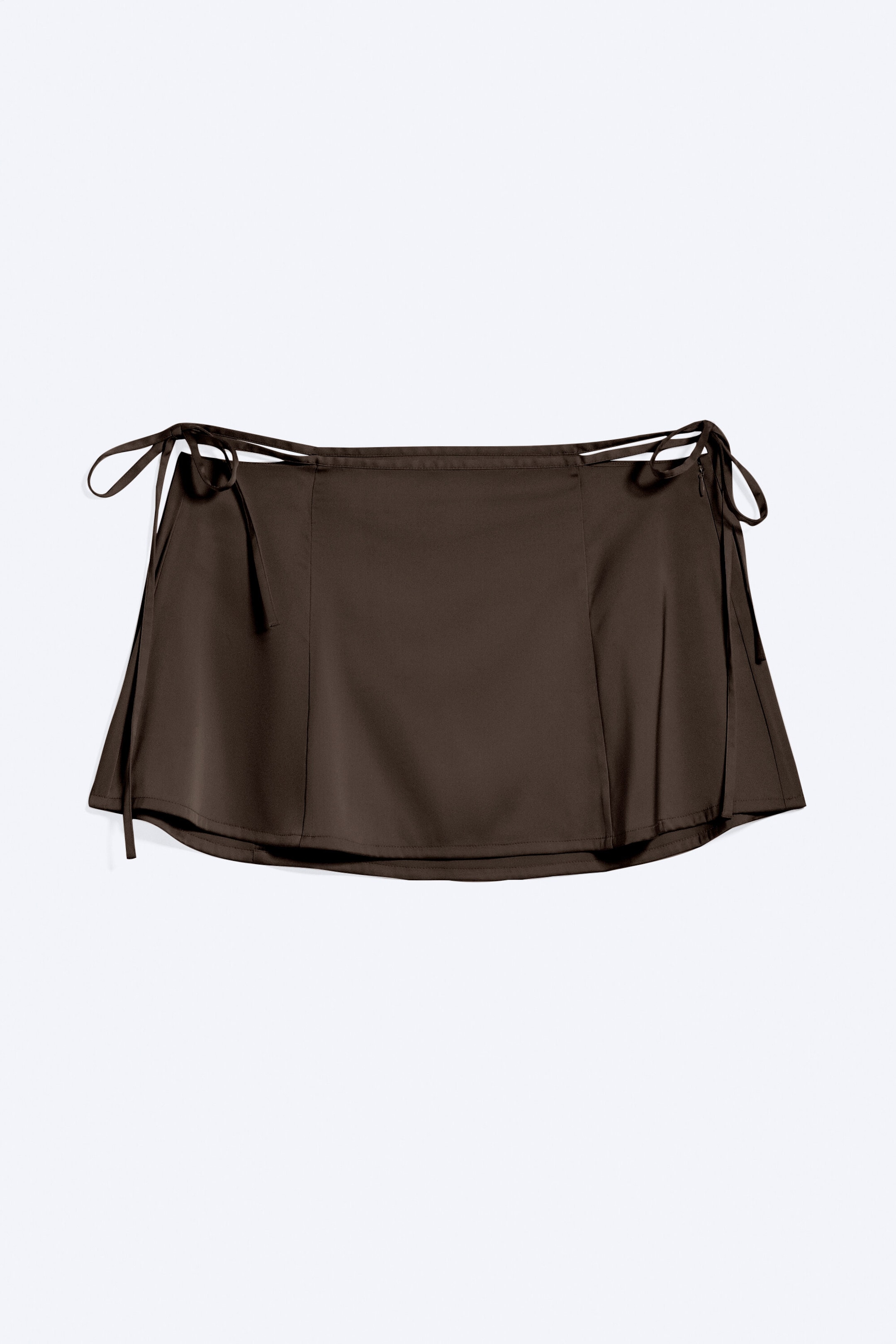 Dark Brown - Cut-out Minikjol i satin - 2