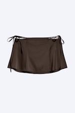 Dark Brown - Cut-out Minikjol i satin - 1