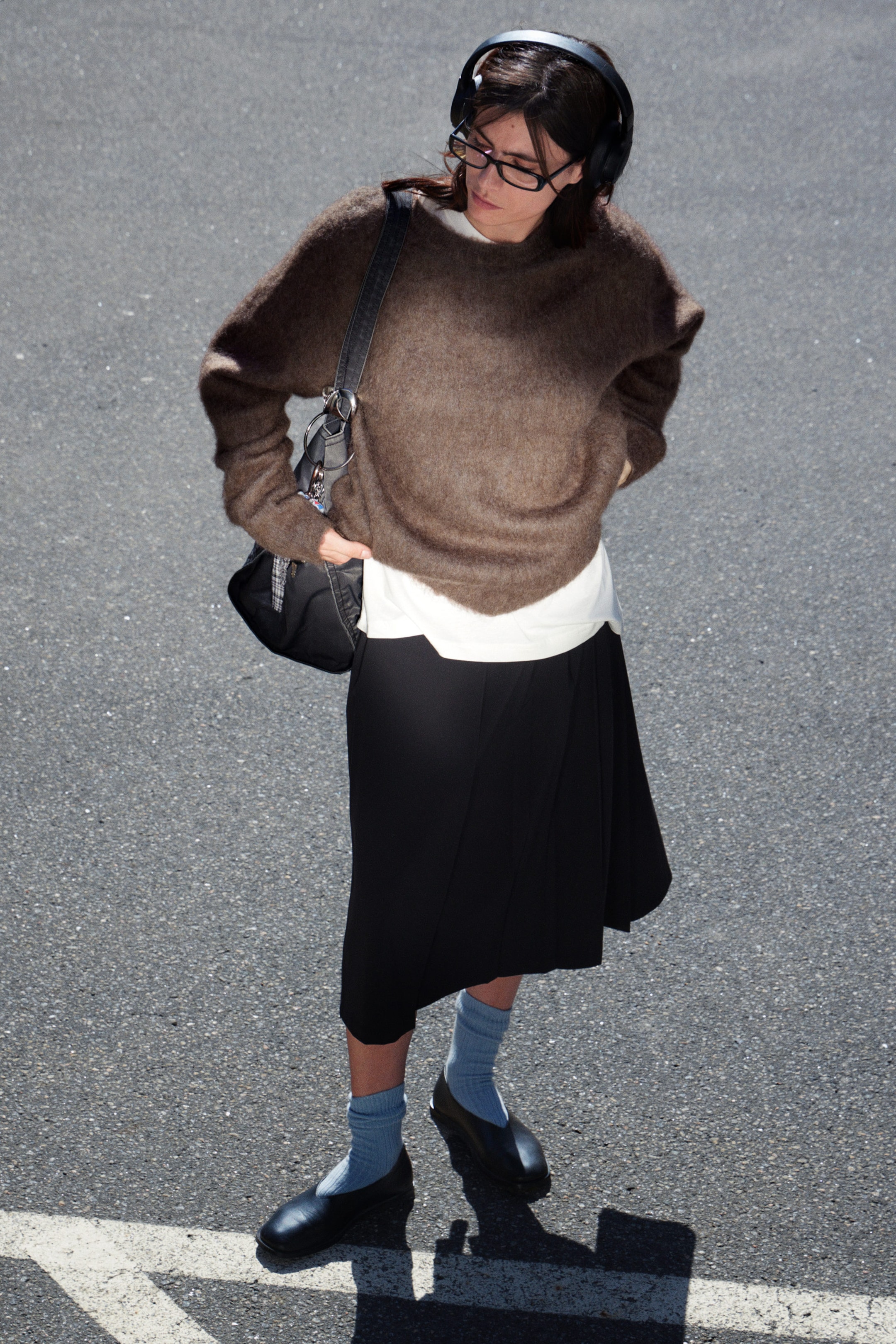 Brown - Oversized Knitted Mohair Blend Sweater - 2