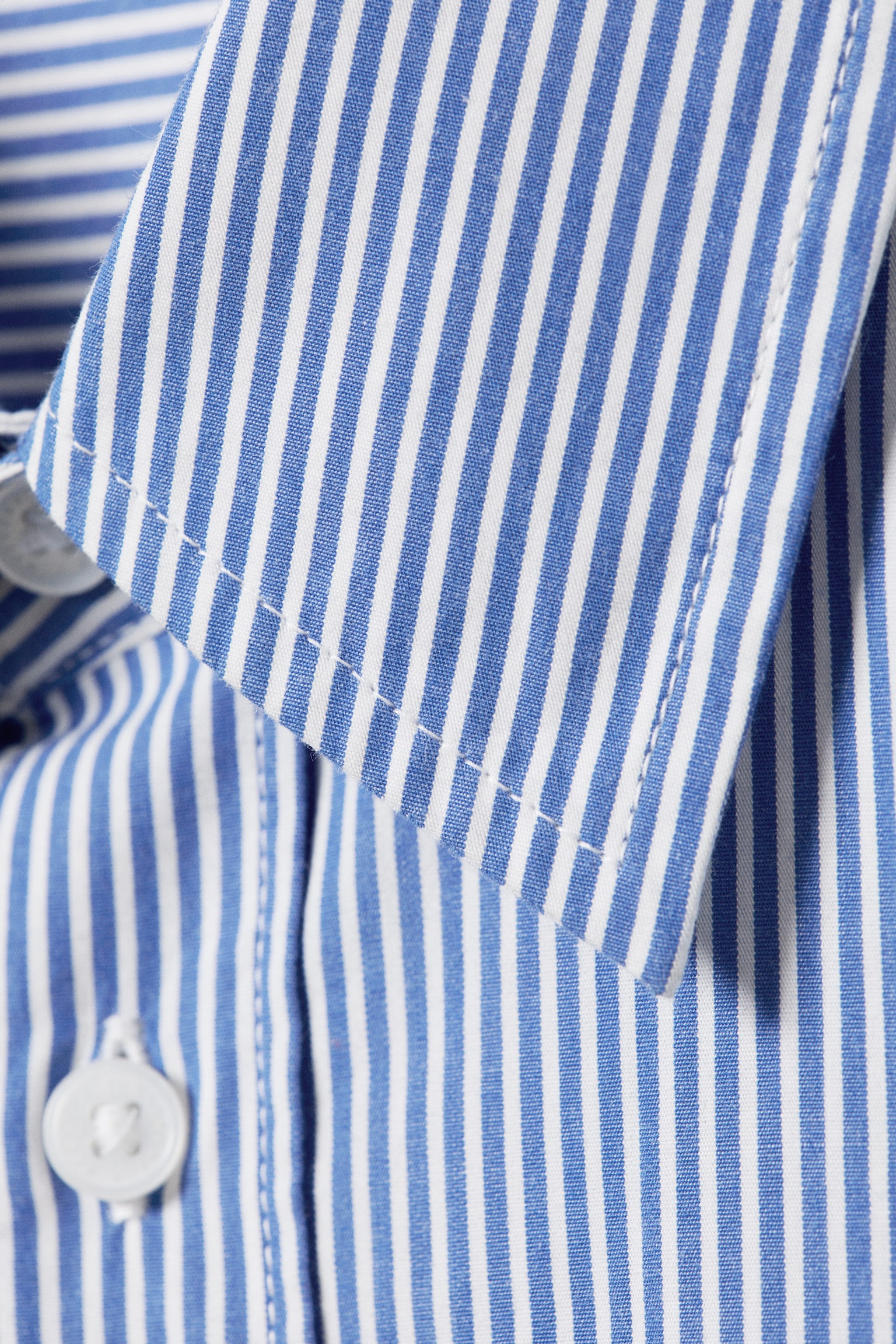 Πουκάμισο από βαμβάκι με κοντά μανίκια σε χαλαρή γραμμή - Ριγέ μπλε & λευκό/Καρό Καφέ - 4