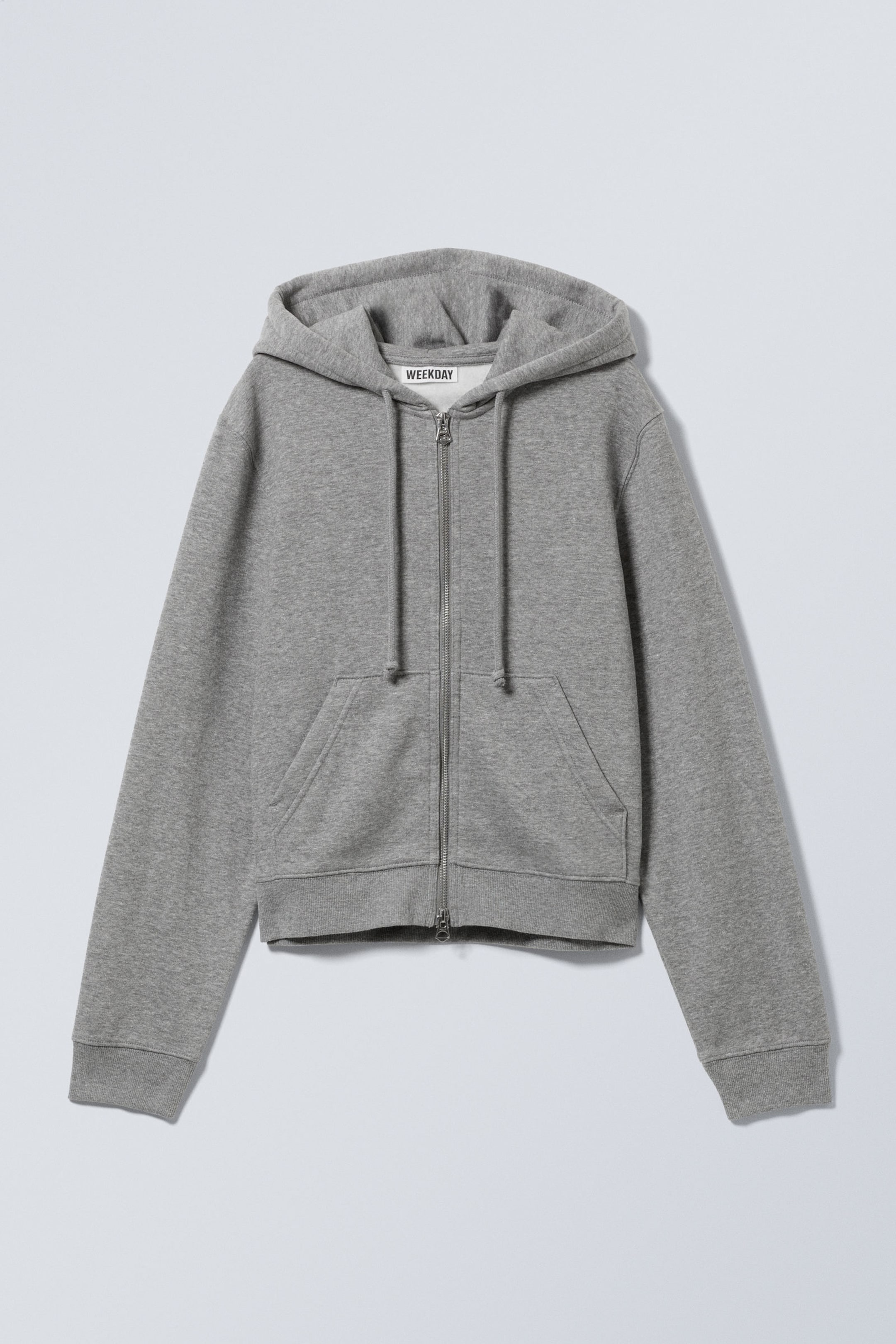 Grey Melange - Slim Zip Hoodie - 0