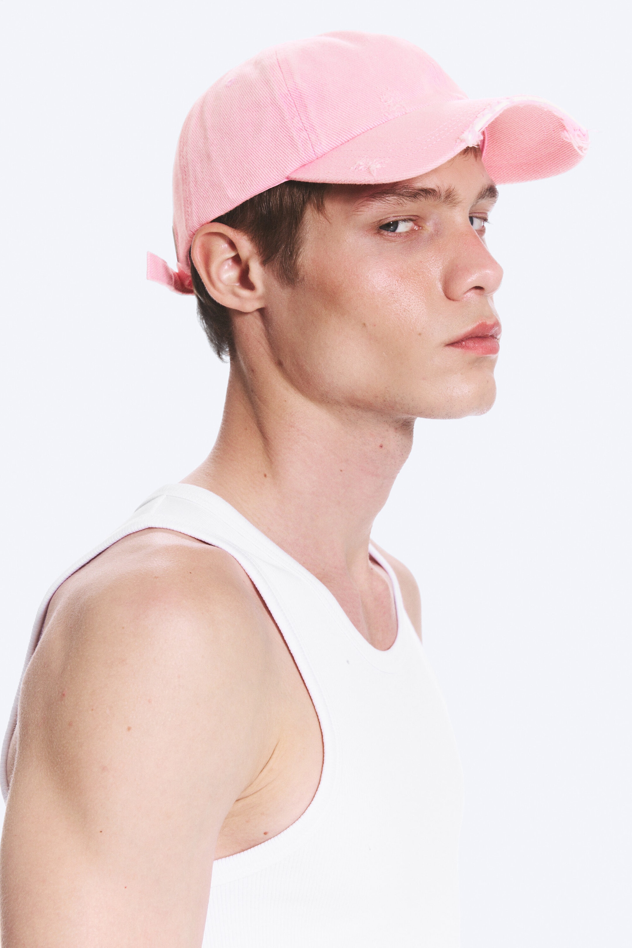 Light Pink - Distressed Cropped Cap - 1