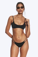 Black - Layered Brazilian Bikini Bottoms - 0