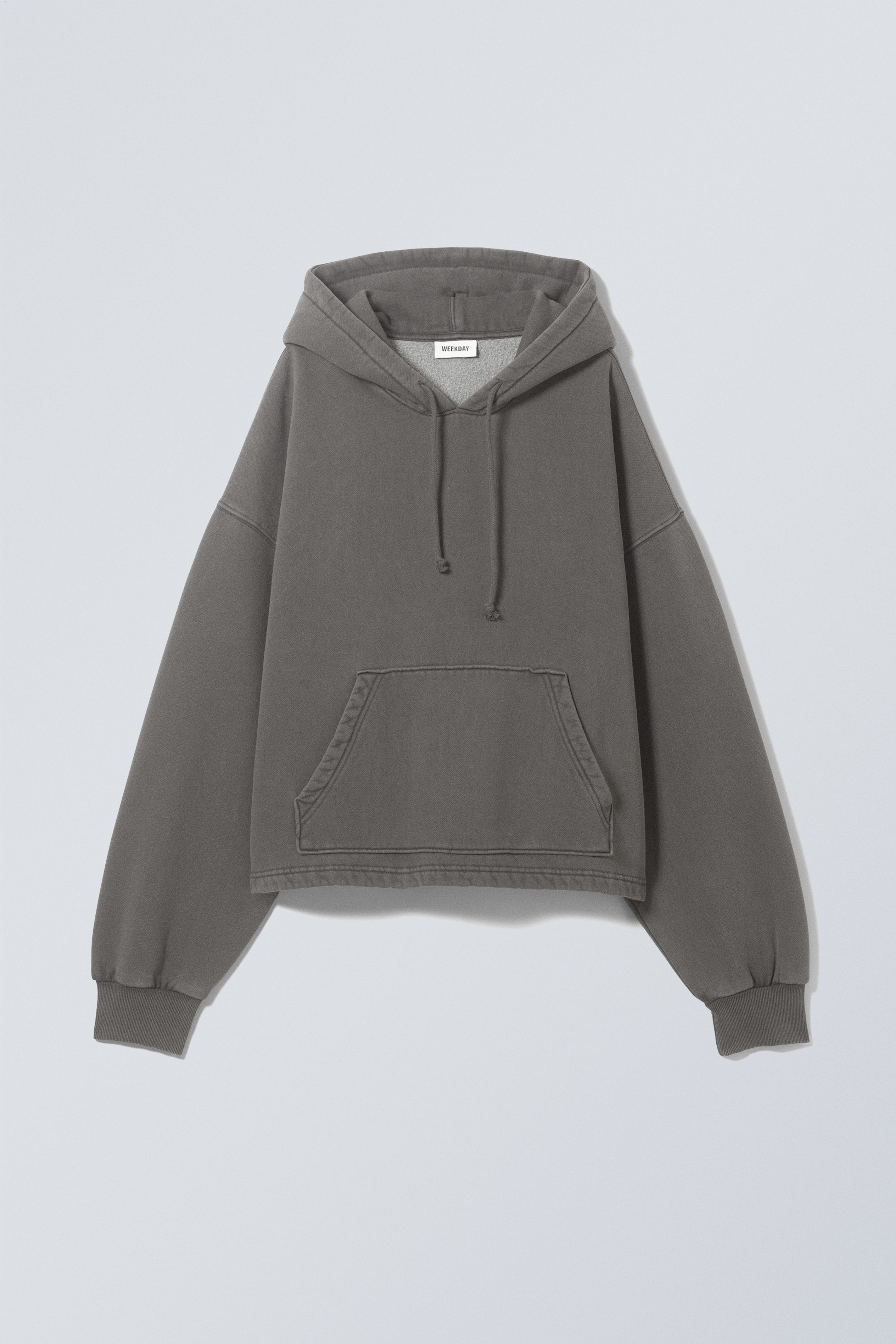 Dunkelgrau - Eckiger Oversize-Kapuzenpullover - 0