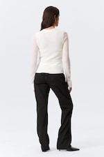 Blanc - Cardigan boutonné effet portefeuille en laine mélangée - 2