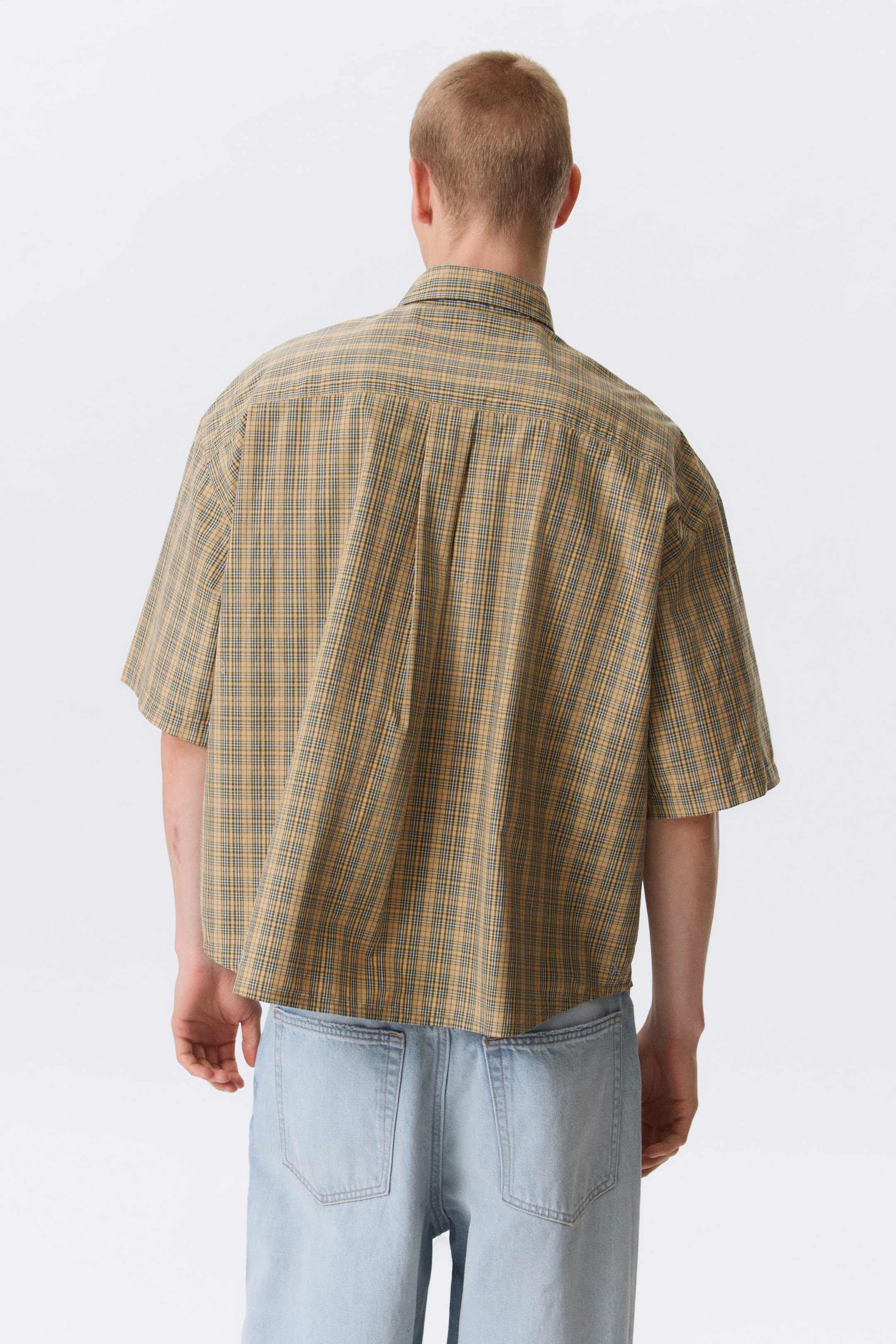 Beige kariert - Kurzärmeliges Hemd mit Boxy-Passform - 3
