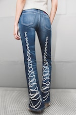 Lace Blue - Medium Blue - BOOTY BEI LOW RISE SKINNY BOOTCUT JEANS - 3