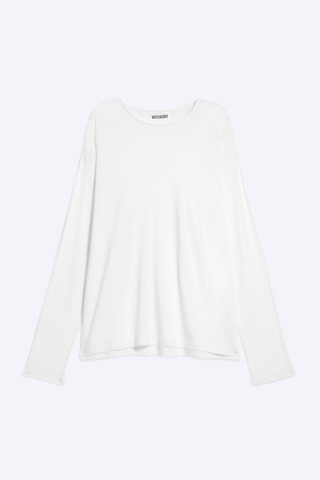 T-shirt a maniche lunghe loose - Bianco/Viola lavato/Grigio scuro - 1