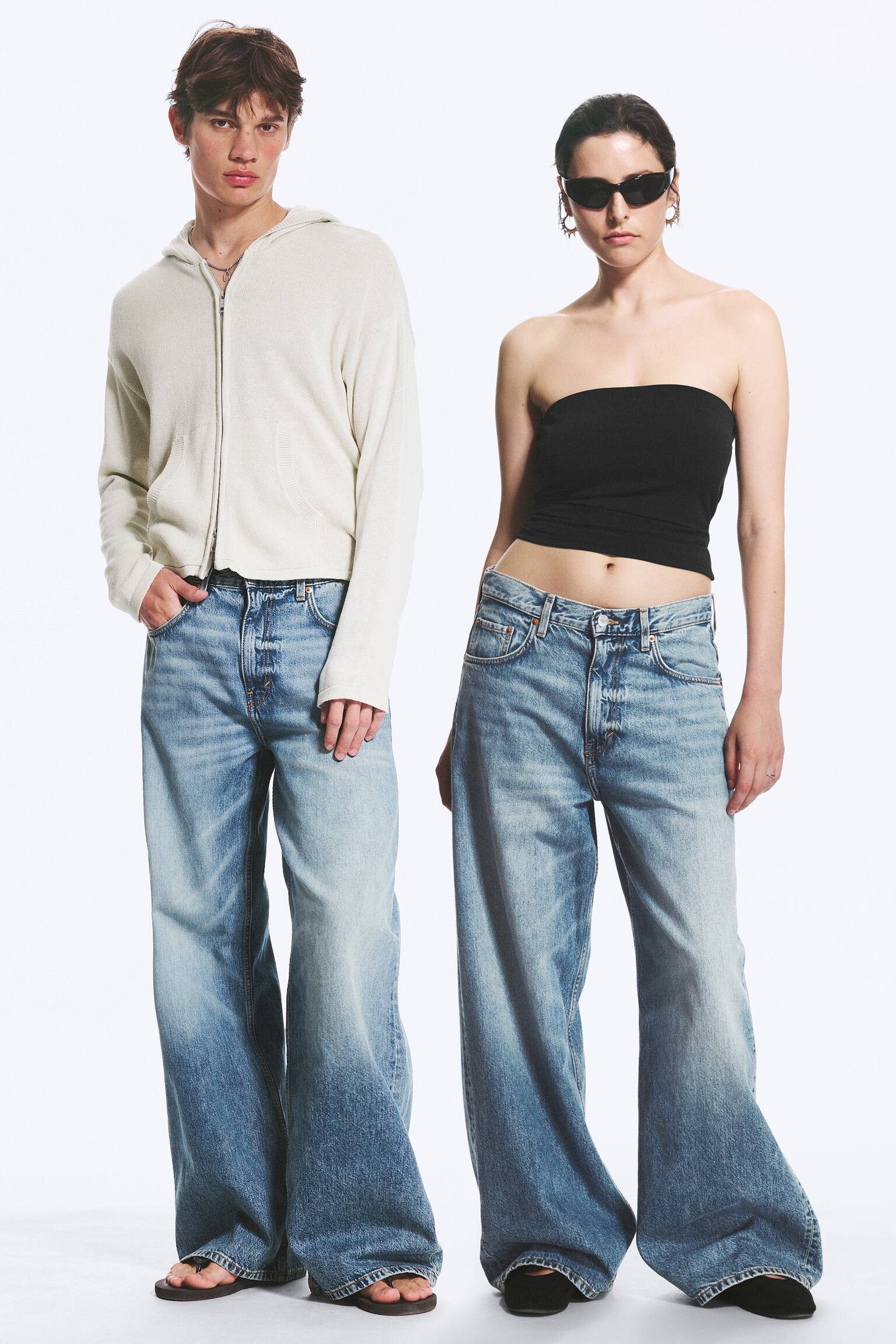 Solar Regular Waist Loose Wide Unisex Jeans - Blue Horses - Mittelblau/Sailor Blue - Mittelblau/Blue Rinse - Dunkelblau - 1