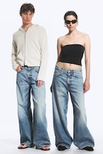 Blue Horses - Mittelblau - Solar Loose Wide Leg Unisex Jeans - 0