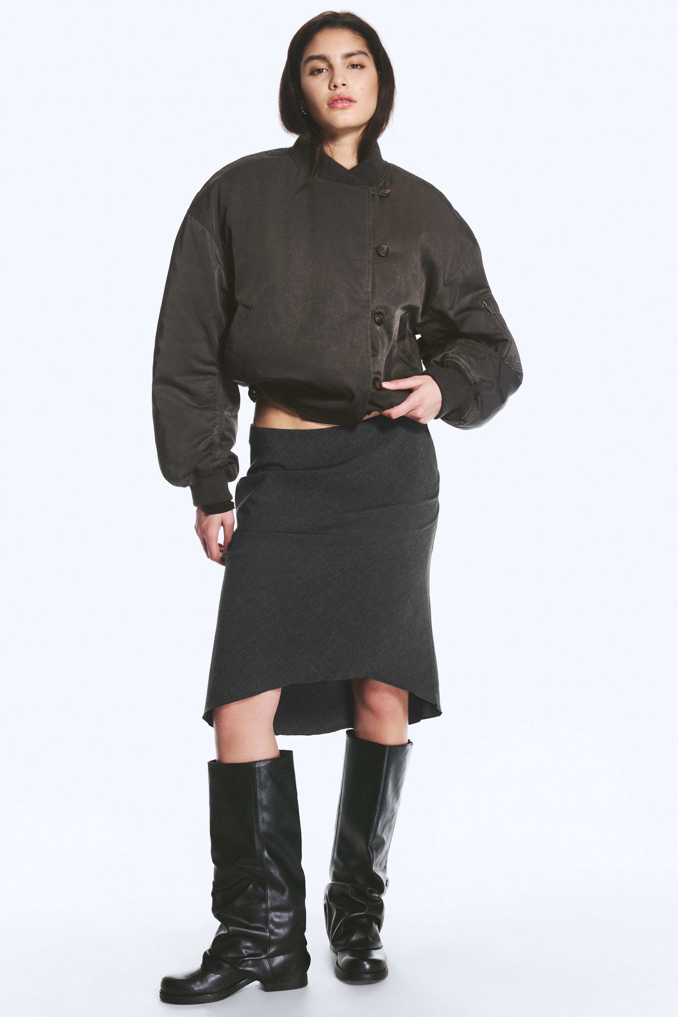 Mørkegrå - Oversized bomberjakke - 3