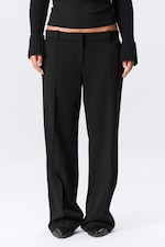 Black - Low Rise Straight Suiting Trousers - 1