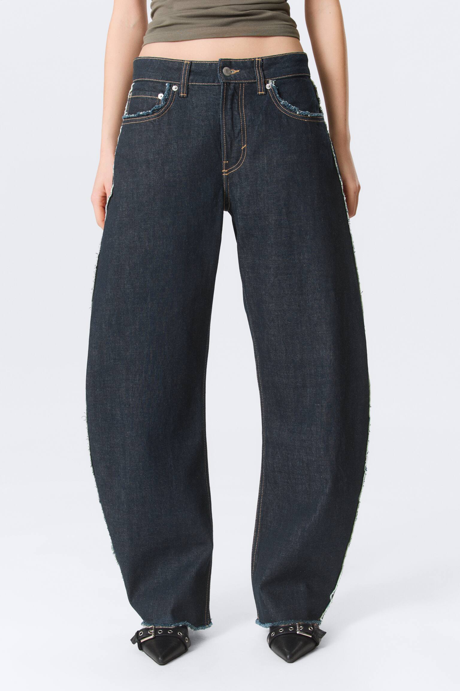 Abell Mid Rise Regular Barrel Leg Jeans - Blue Rinse- Azul oscuro/Gnarly Blue - Azul medio - 5