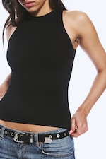 Black - Fitted Cotton Jersey Tank Top - 2