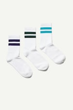 Weiß/Gestreift - Gestreifte Sportsocken 3er-Pack - 0