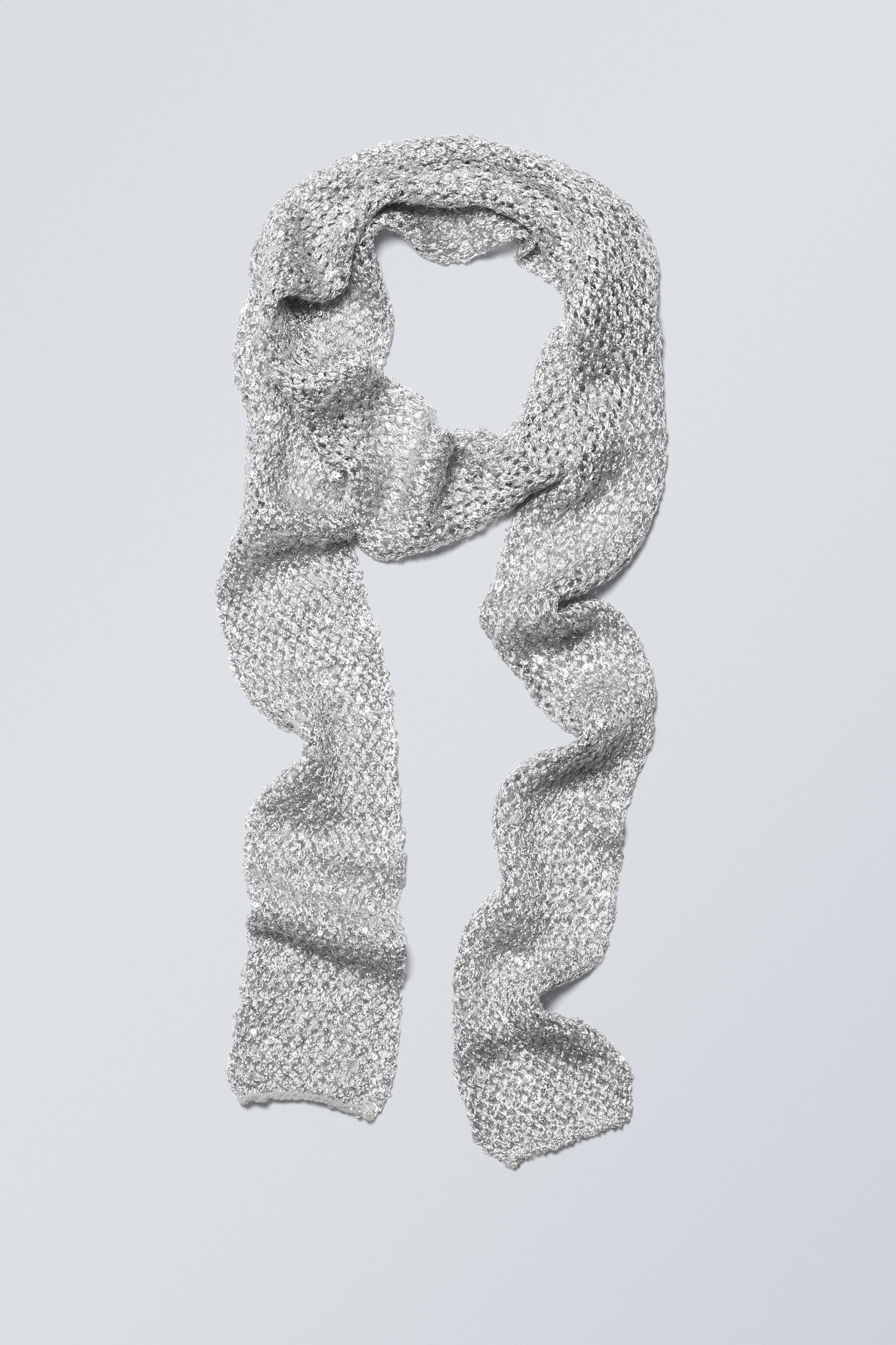 Silver - Slim Sequins Scarf - 0