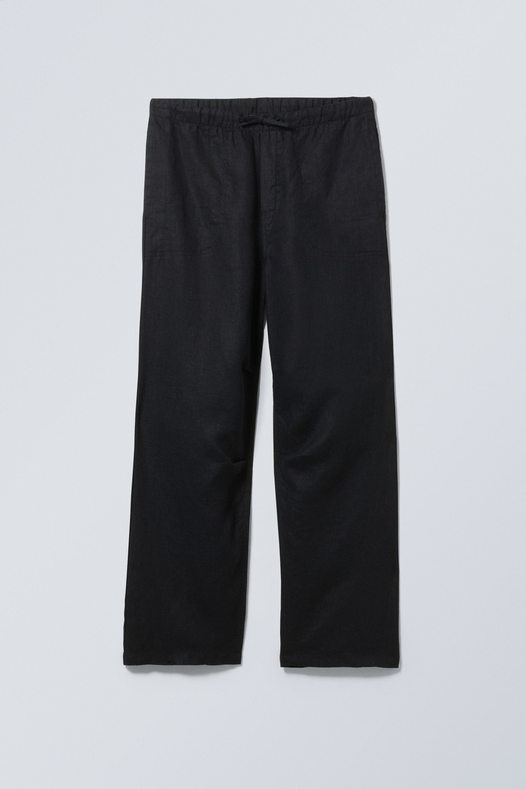 Schwarz - Relaxte Leinenhose - 0