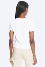 Blanc - T-shirt coton ajusté manches courtes - 2