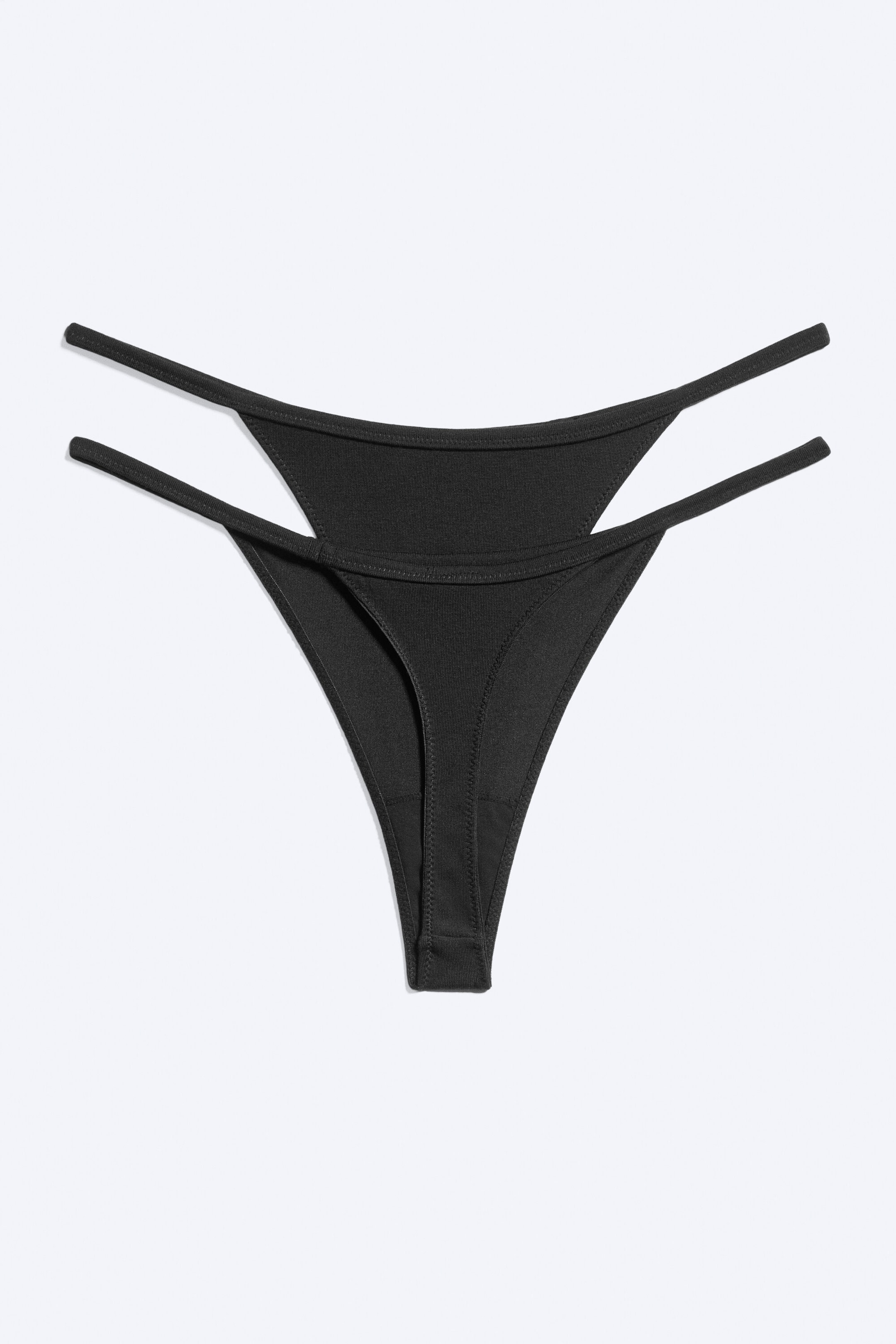 Schwarz - 2er-Pack Tangas aus Modalmischung - 2