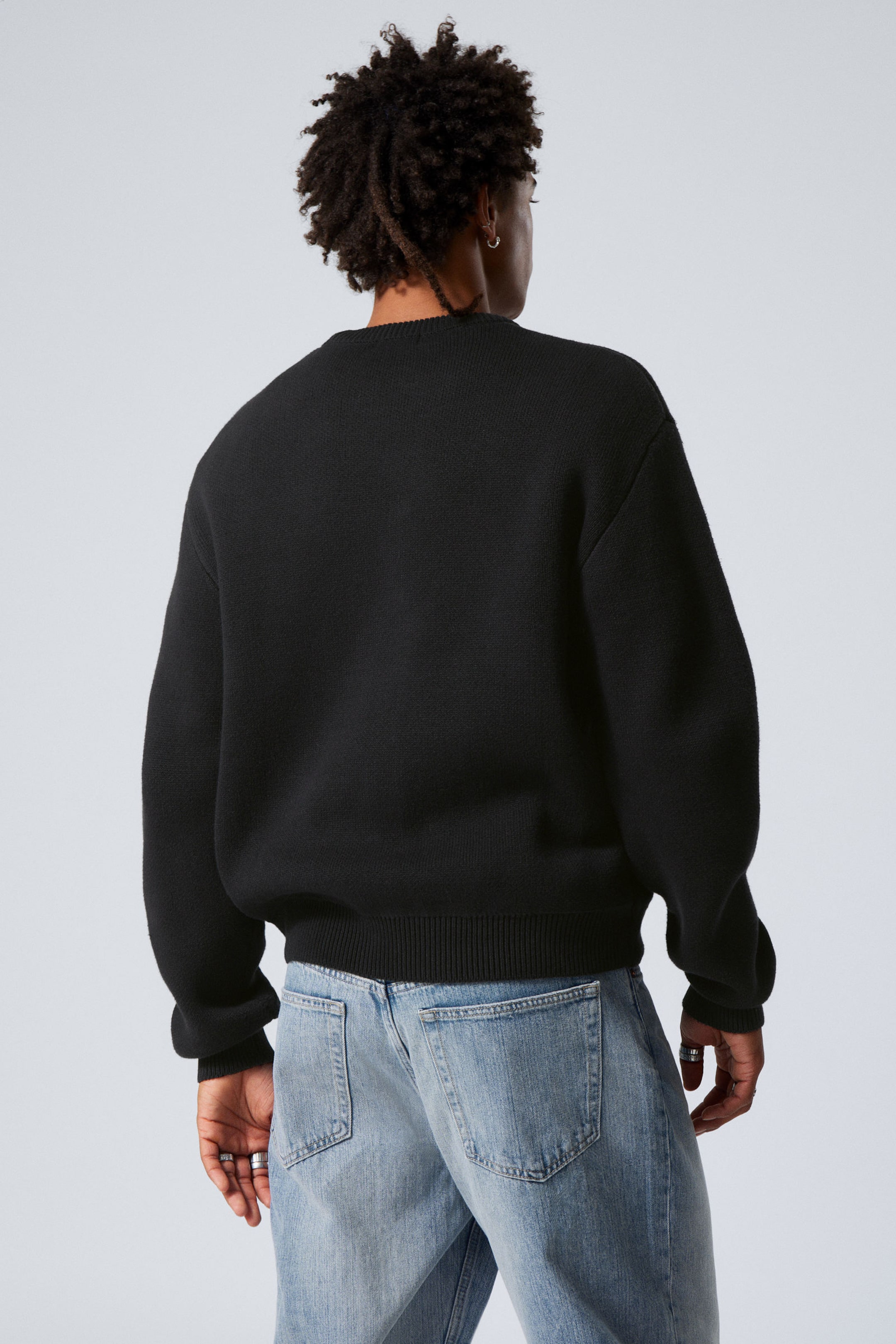 Black - Regular Knitted Cotton Sweater - 2
