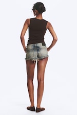 Dark Brown - Slim V-neck Sleeveless Top - 3