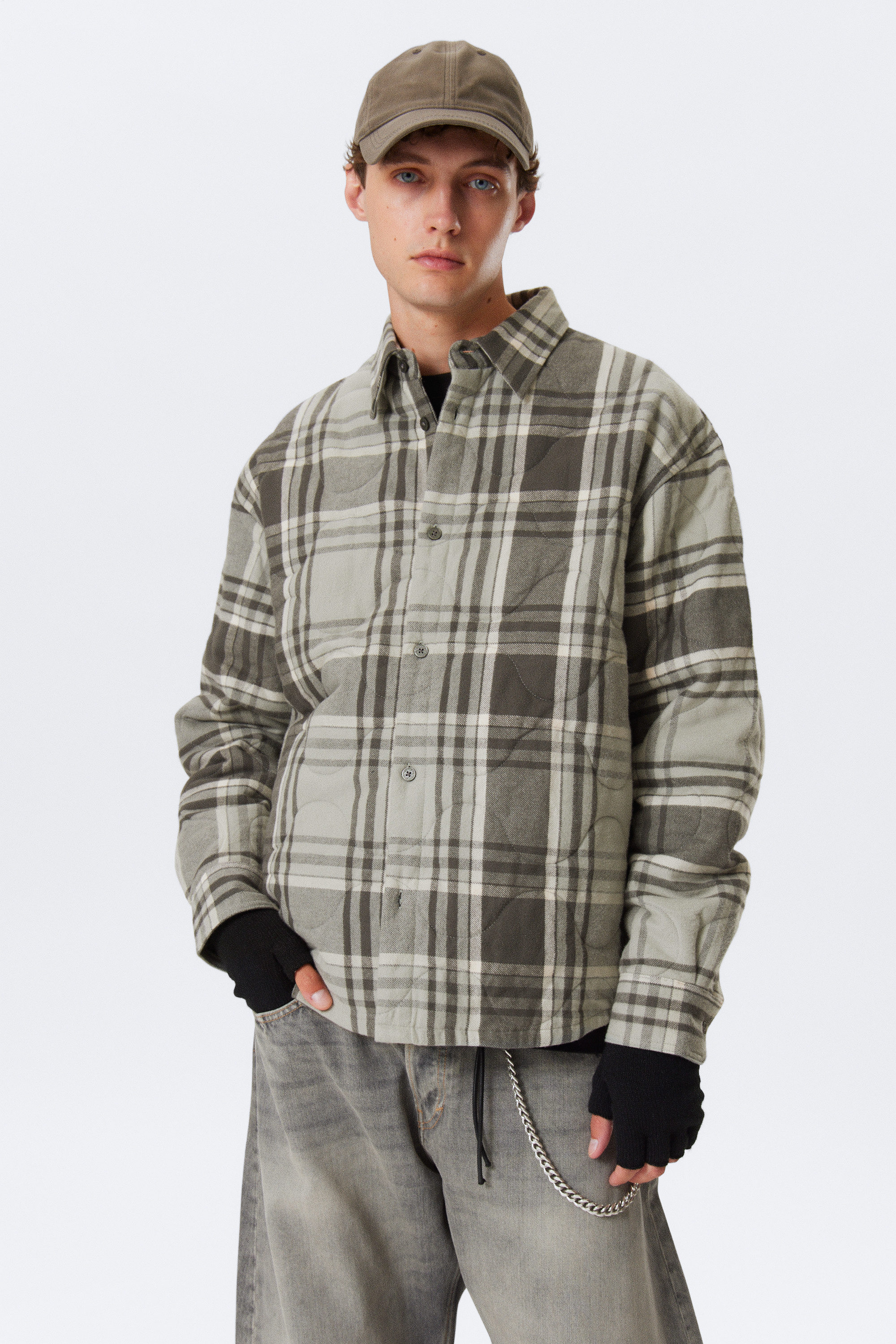 Grijs geruit - GEWATTEERD FLANELLEN OVERSHIRTJACK - 2