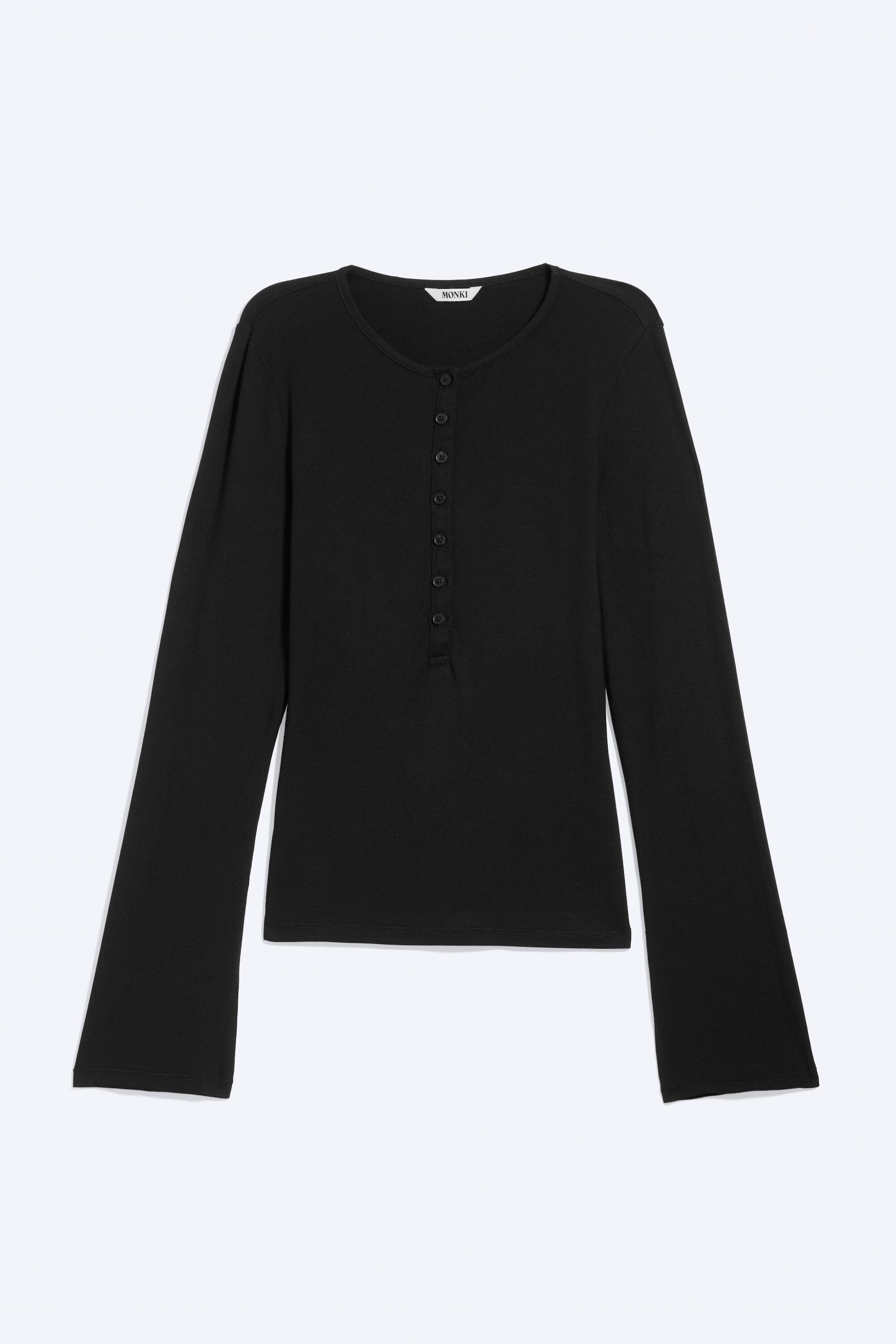 Black - Slim fit long-sleeved henley - 2