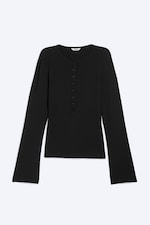 Black - Slim fit long-sleeved henley - 2